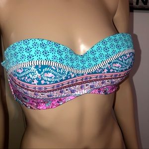 Shade and Shore strapless bra swim top multi 36B
